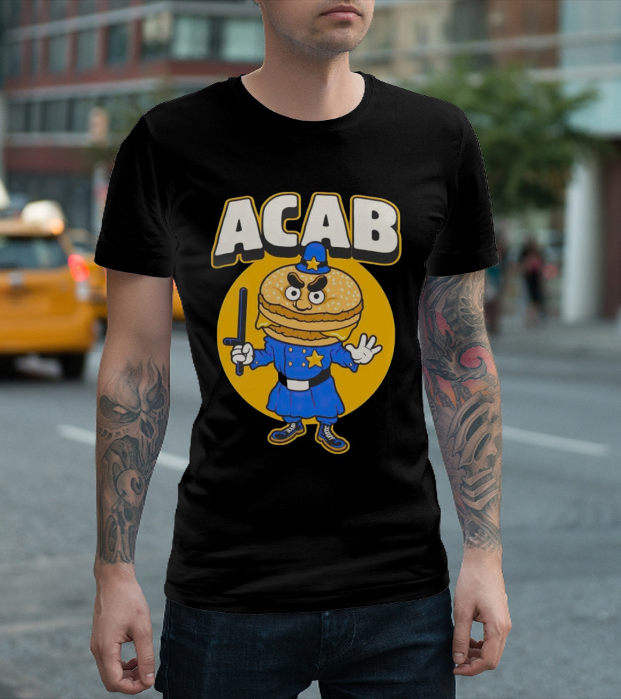 ACABurger Police Officer Burger Cartoon Character Iconic T-Shirt