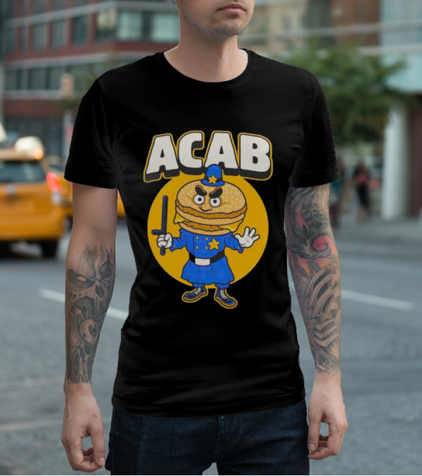 ACABurger Police Officer Burger Cartoon Character Iconic T-Shirt