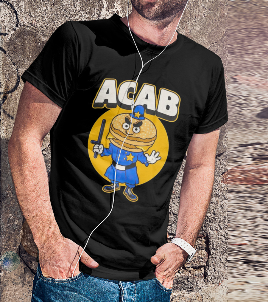 ACABurger Police Officer Burger Cartoon Character Iconic T-Shirt