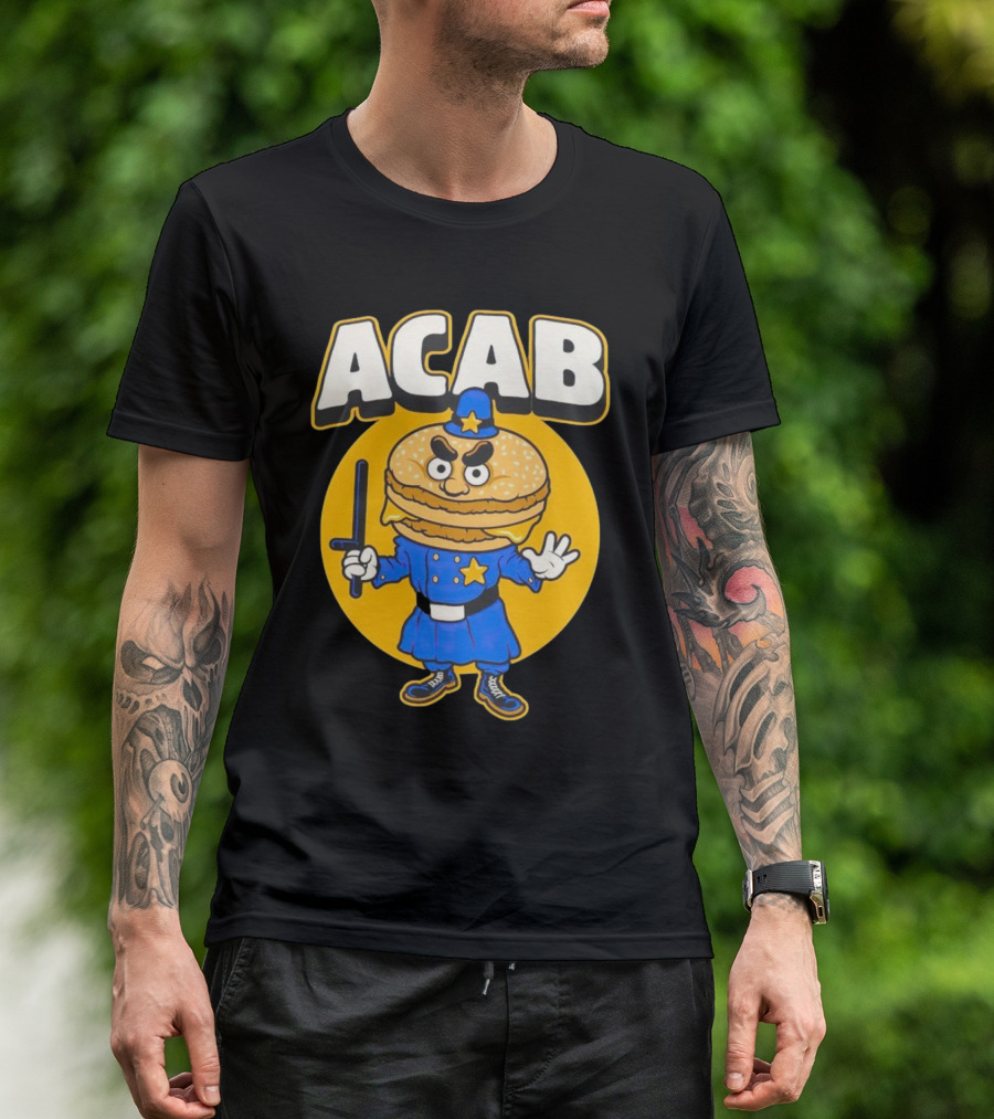 ACABurger Police Officer Burger Cartoon Character Iconic T-Shirt