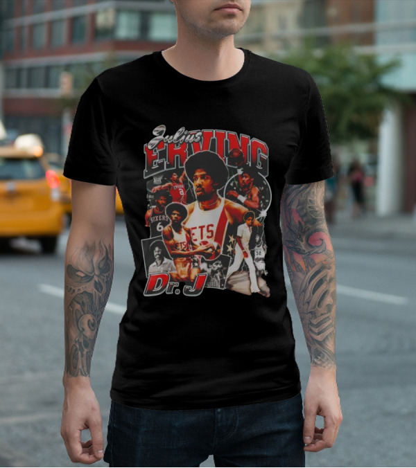 Julius Erving Dr J Sixers Nets Basketball Legend T-Shirt