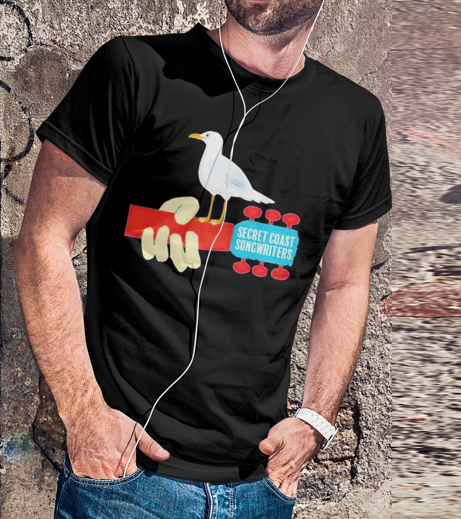Secret Coast Songwriters Seagull On Red Guitar Neck T-Shirt
