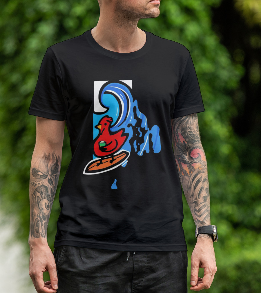 Rhode Island Surfing Chicken With Wave T-Shirt