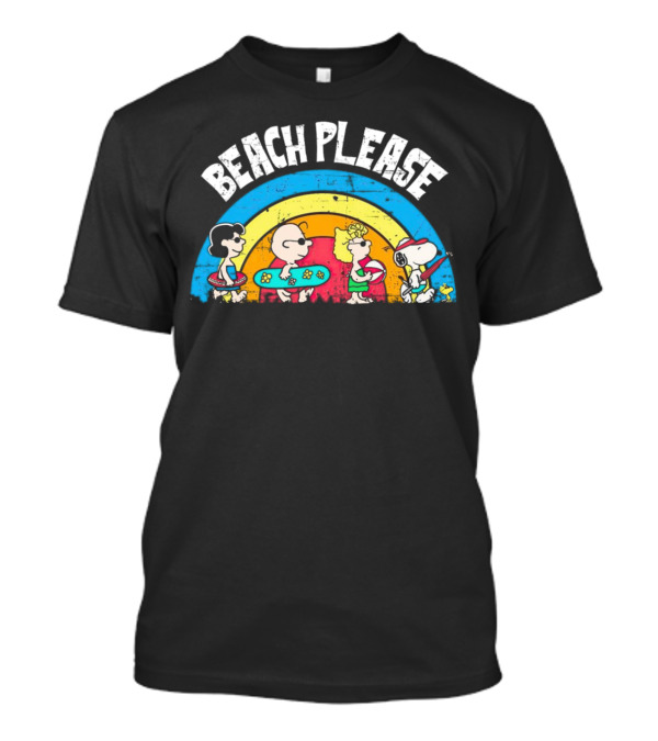 Beach Please Peanuts Surf Snoopy Charlie Brown Woodstock Lucy T-Shirt