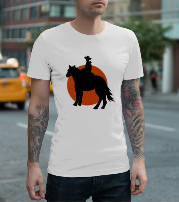 Alex Cowboy Bargain Silhouette Against Sunset T-Shirt