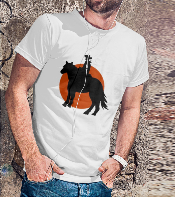 Alex Cowboy Bargain Silhouette Against Sunset T-Shirt