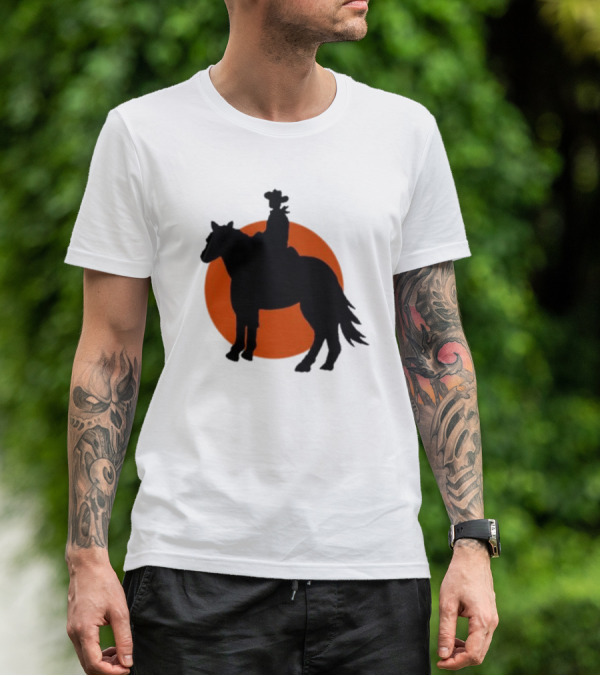 Alex Cowboy Bargain Silhouette Against Sunset T-Shirt