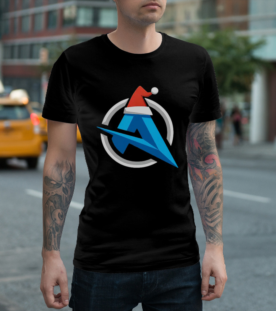 Alia Christmas Holiday Logo Santa Hat Blue A Icon Holiday T-Shirt