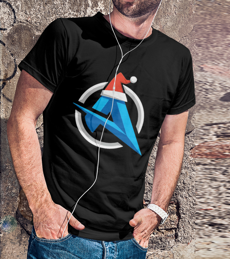 Alia Christmas Holiday Logo Santa Hat Blue A Icon Holiday T-Shirt
