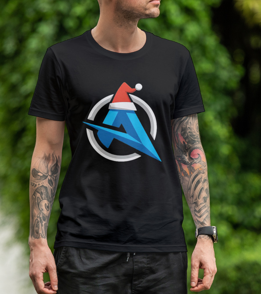 Alia Christmas Holiday Logo Santa Hat Blue A Icon Holiday T-Shirt