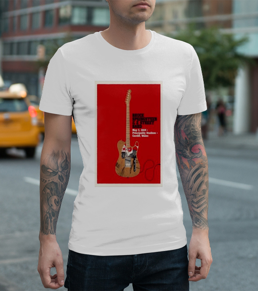 Bruce Springsteen E Street Band Principality Stadium May 5 2024 Cardiff Wales Guitar T-Shirt