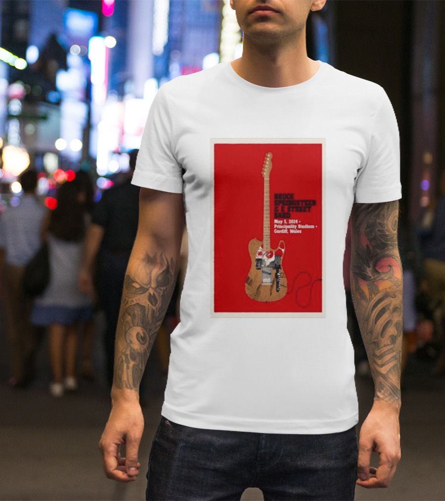 Bruce Springsteen E Street Band Principality Stadium May 5 2024 Cardiff Wales Guitar T-Shirt