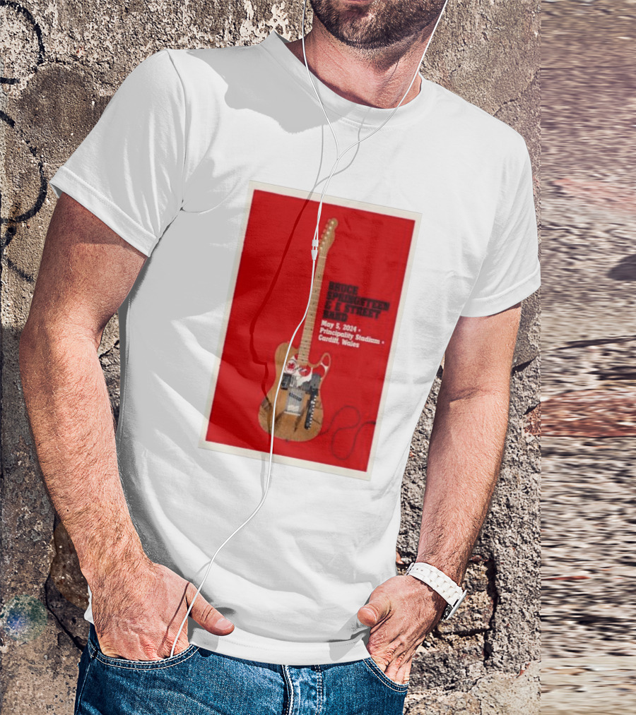 Bruce Springsteen E Street Band Principality Stadium May 5 2024 Cardiff Wales Guitar T-Shirt