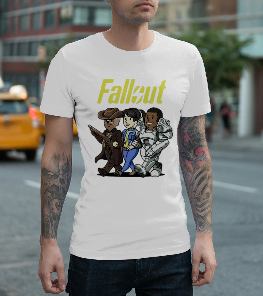 Fallout Cartoon Trio Vault Dweller Adventurers T-Shirt