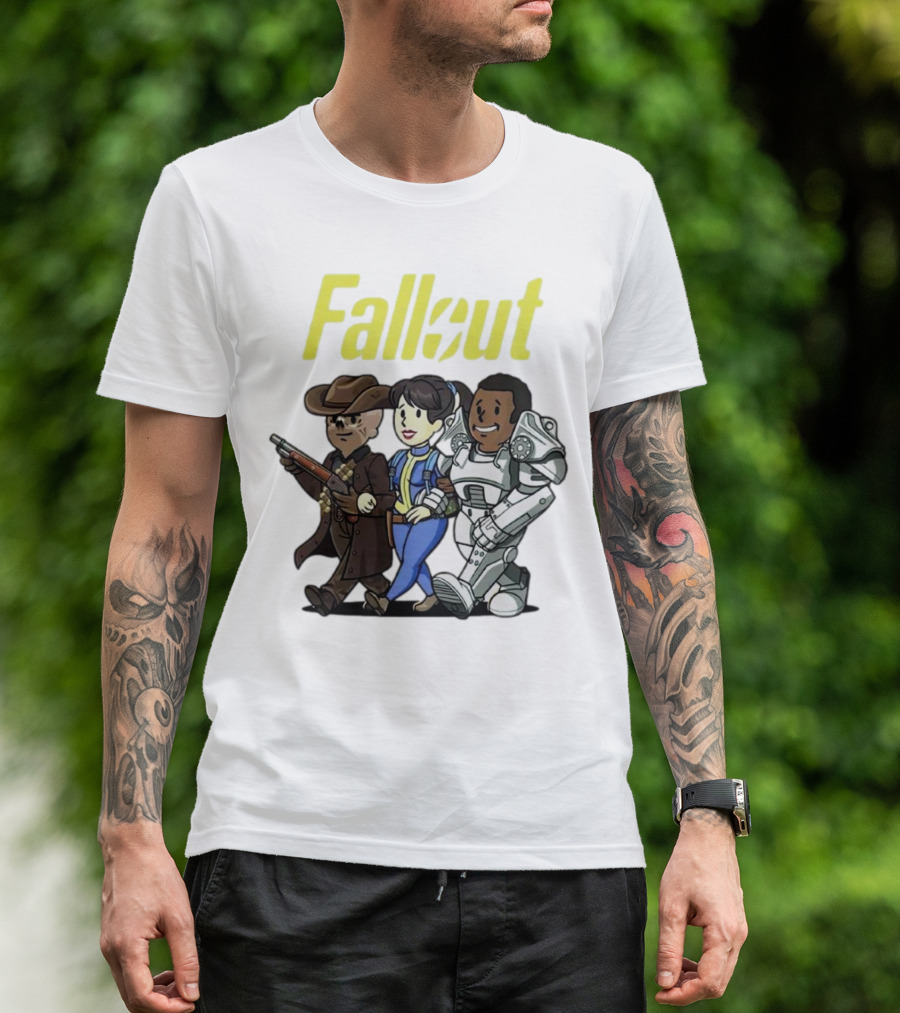 Fallout Cartoon Trio Vault Dweller Adventurers T-Shirt