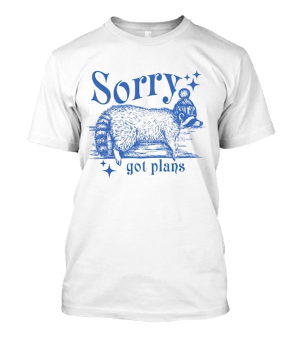 Sorry Got Plans Raccoon With Winter Hat And Stars T-Shirt
