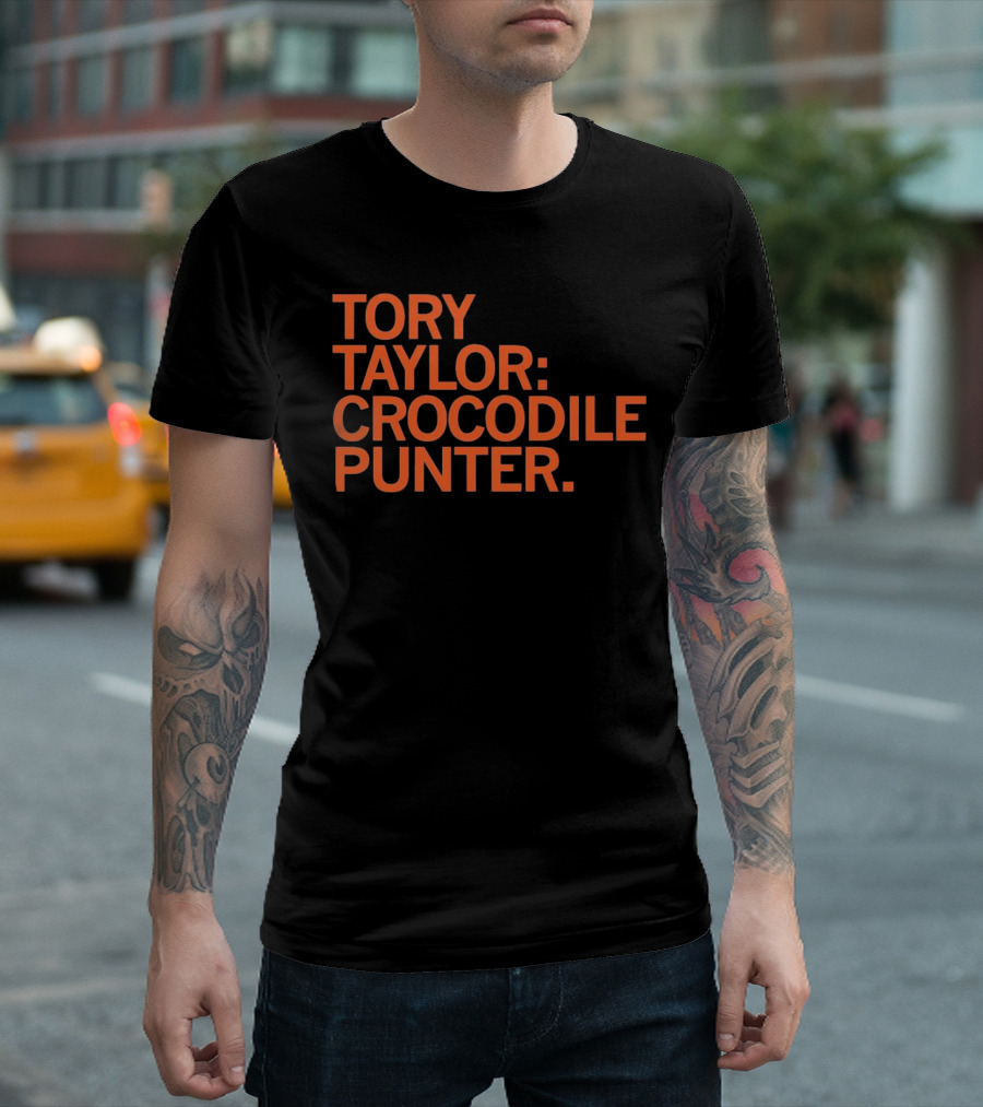 Tory Taylor Crocodile Punter Football Sports Fan Black T-Shirt