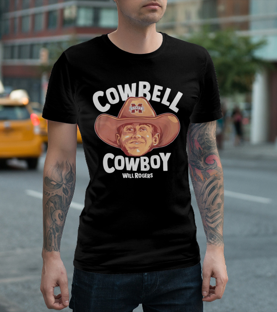 Cowbell Cowboy Will Rogers Mississippi State Bulldogs T-Shirt
