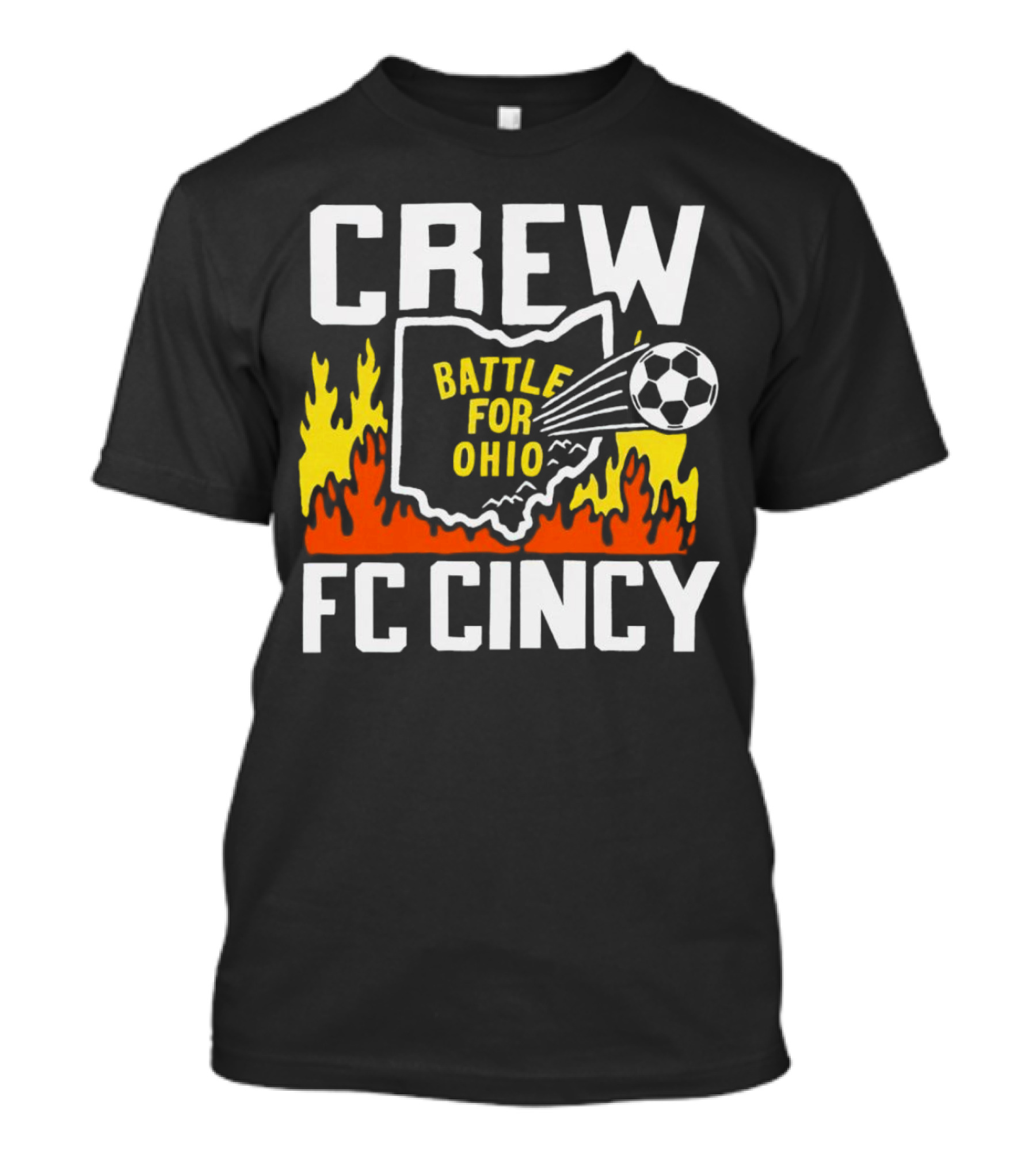 CREW Battle For Ohio FC Cincy Soccer Rivalry Flame Soccer Ball T-Shirt