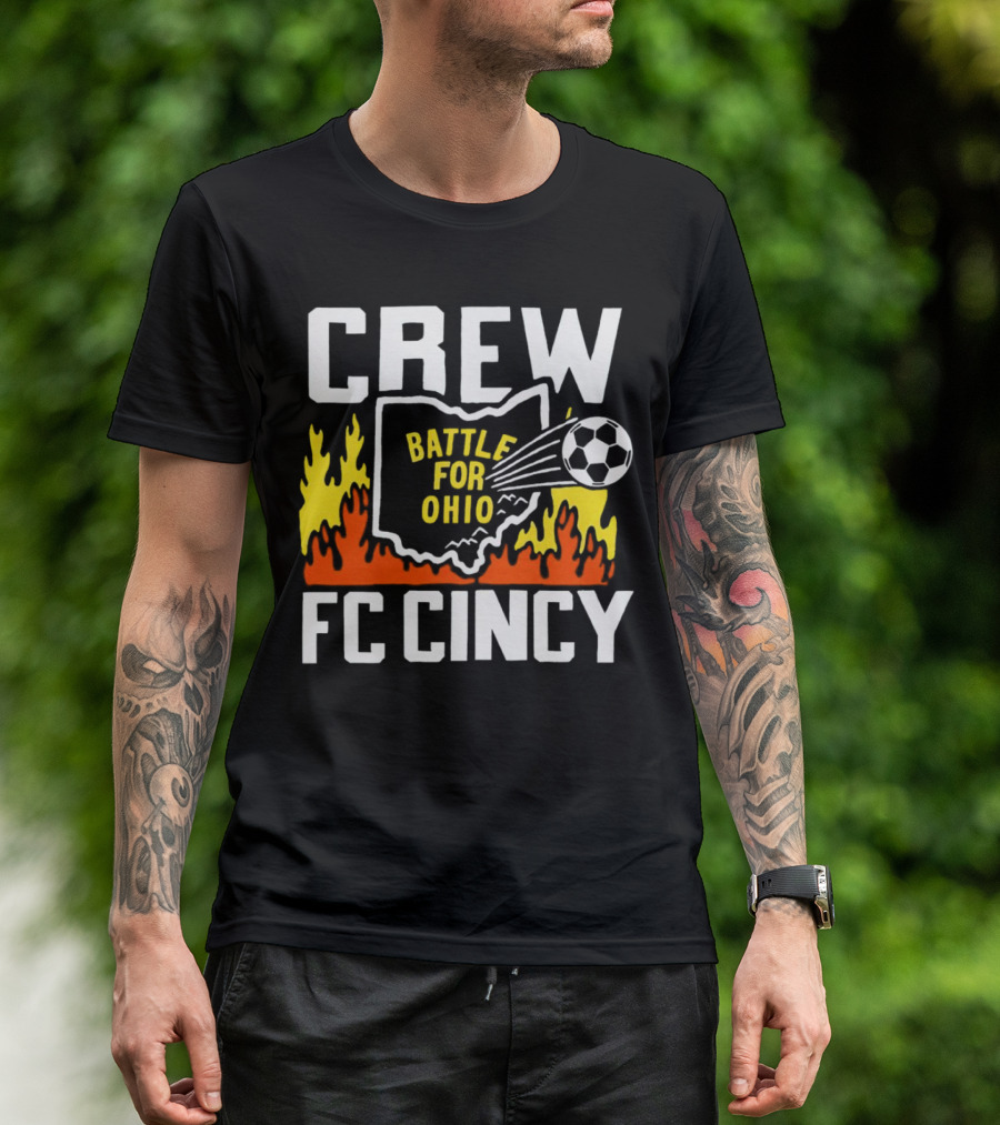 CREW Battle For Ohio FC Cincy Soccer Rivalry Flame Soccer Ball T-Shirt