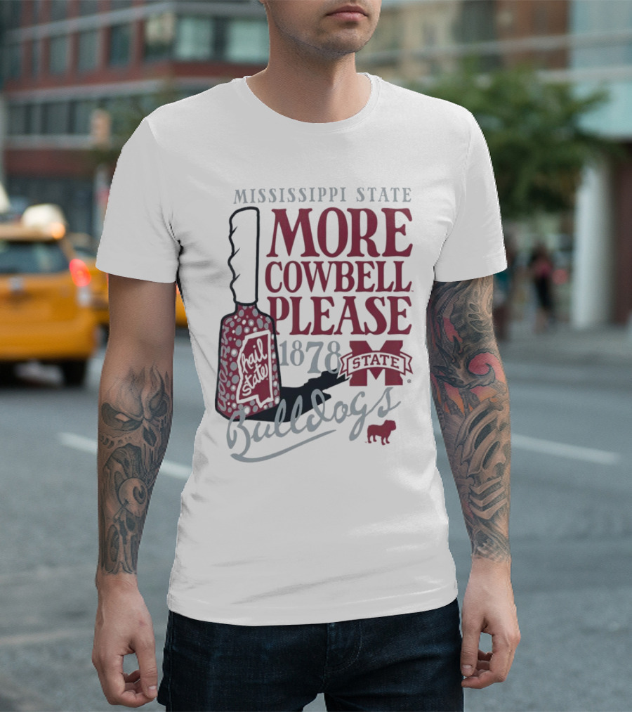 Mississippi State Bulldogs More Cowbell Please 1878 Vintage Cowbell T-Shirt