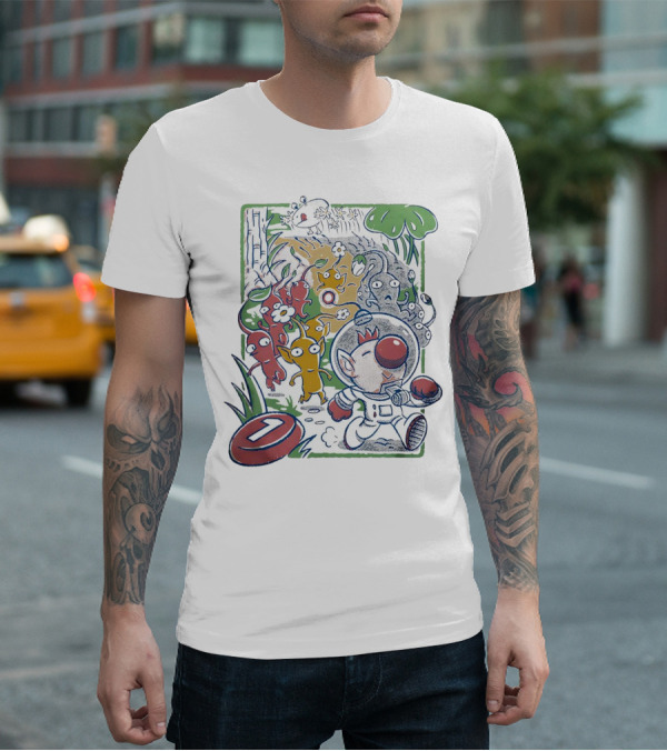 Captain Olimar And Colorful Pikmin Exploration Adventure T-Shirt