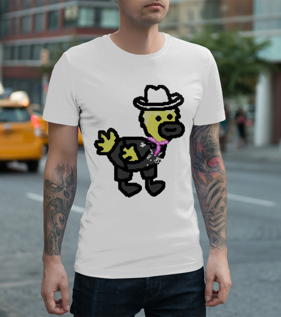 Ken Gosling Pixel Art Cowboy Duck with Hat and Scarf T-Shirt