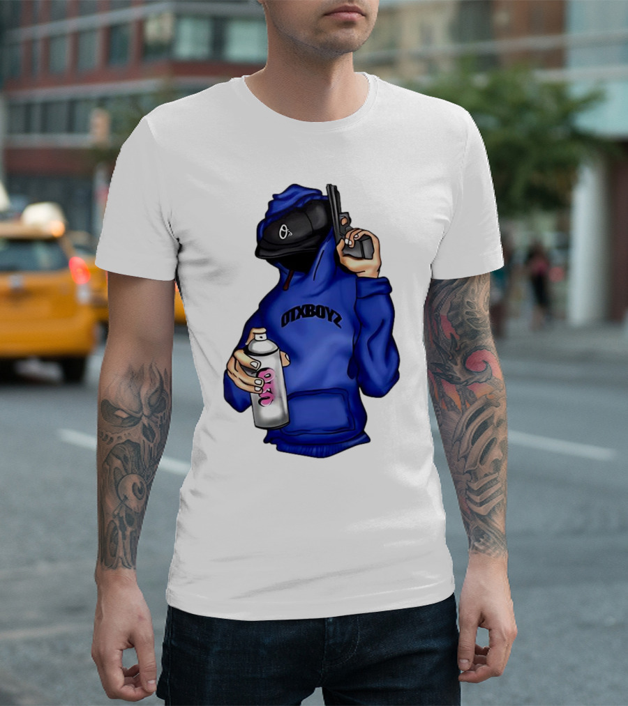 OTXBOYZ Hooded Figure with Spray and Gun T-Shirt