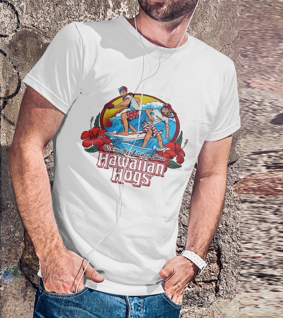 Wehiwa Aloy And Nolan Souza Hawaiian Hogs Surfing Razorbacks Baseball Flowers Beach Sun T-Shirt