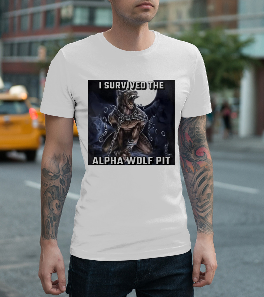 Survived the Alpha Wolf Pit Under Full Moon Chains T-Shirt