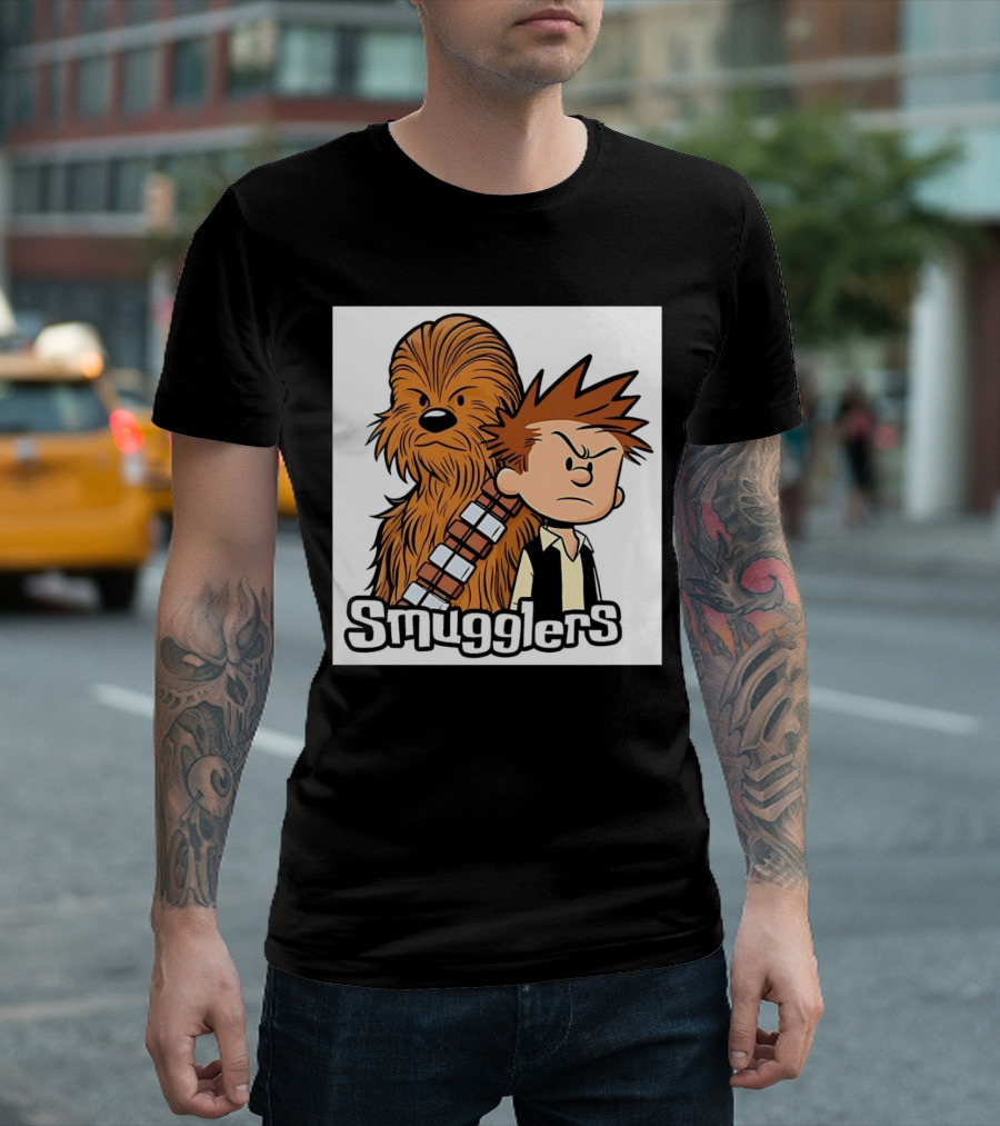 Chewbacca and Han Solo as Calvin and Hobbes Smugglers T-Shirt
