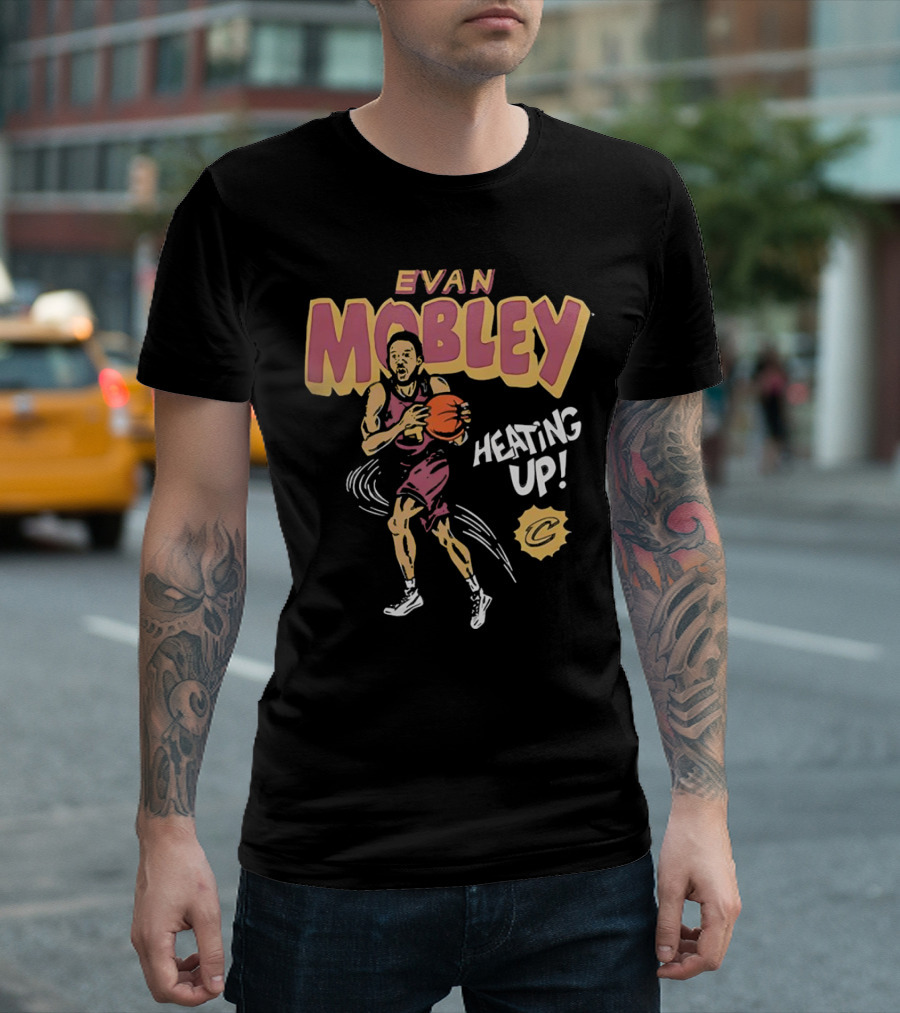 Evan Mobley Heating Up Cleveland Cavaliers Cartoon Basketball Player T-Shirt