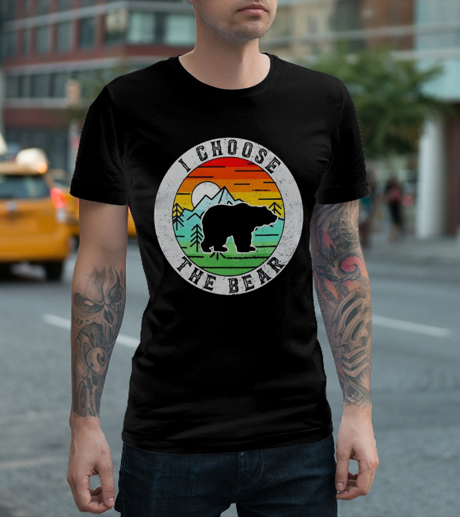 I Choose The Bear Vintage Sunset Mountains T-Shirt