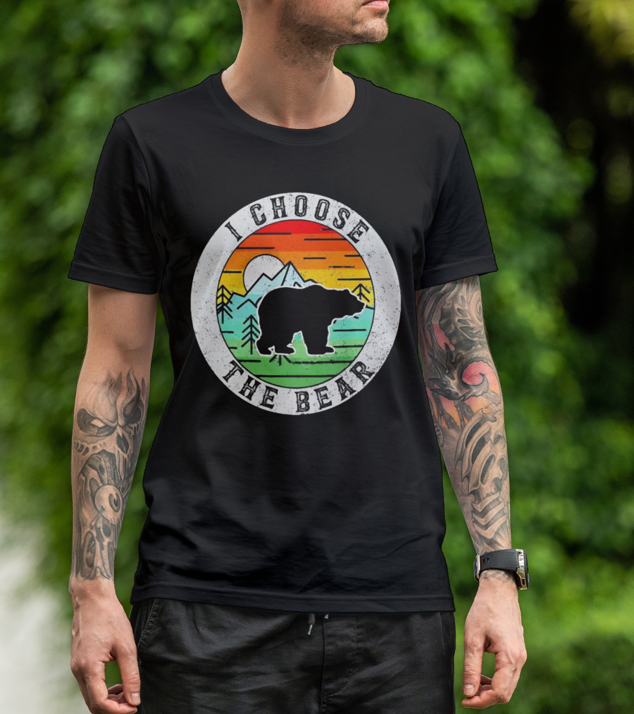 I Choose The Bear Vintage Sunset Mountains T-Shirt