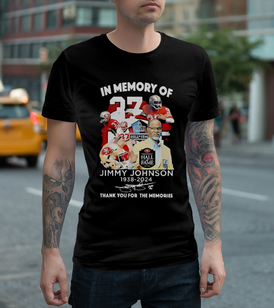 In Memory of Jimmy Johnson 1938-2024 Hall of Fame Thank You for the Memories 49ers 37 T-Shirt