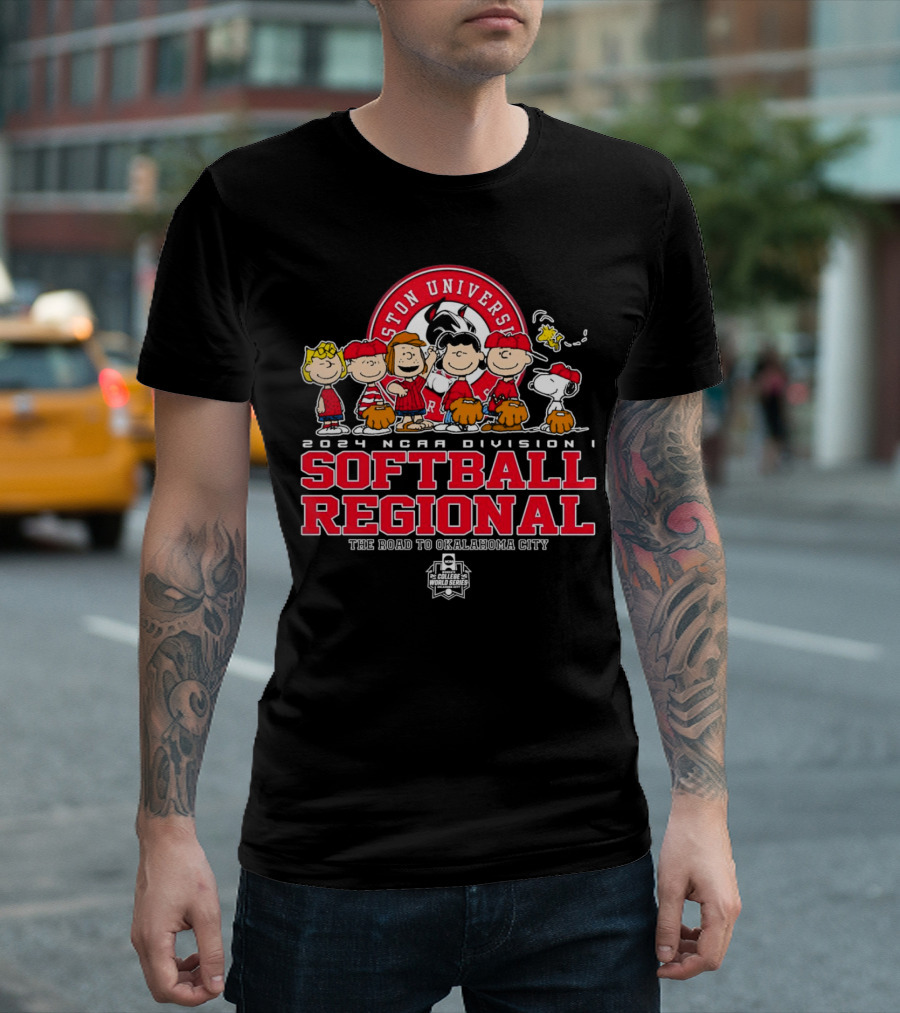 Peanuts Characters 2024 NCAA Division I Softball Regional Boston University The Road to Oklahoma City T-Shirt