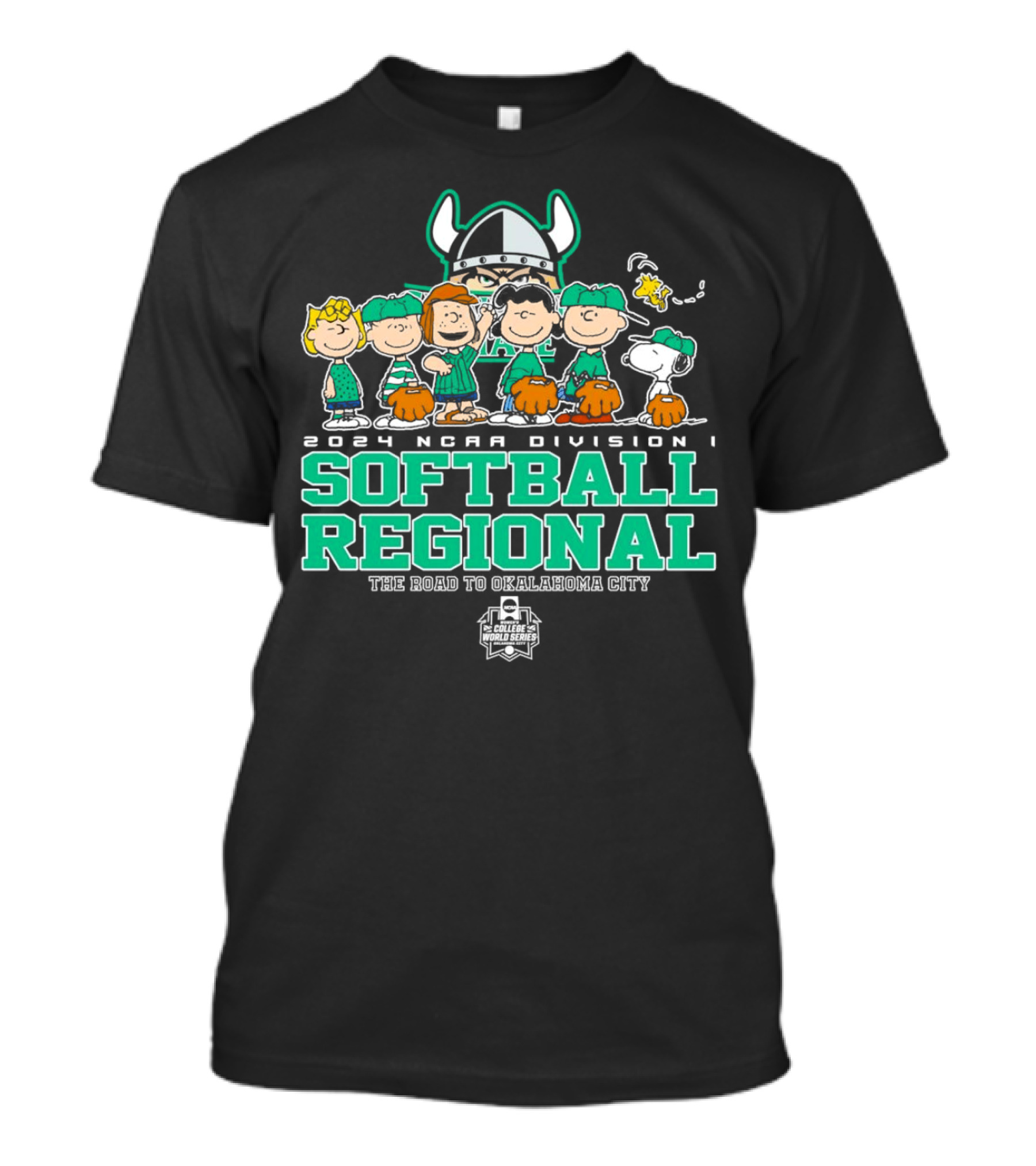 Peanuts Characters 2024 NCAA Division I Softball Regional Cleveland State Vikings Road To Oklahoma City College World Series T-Shirt