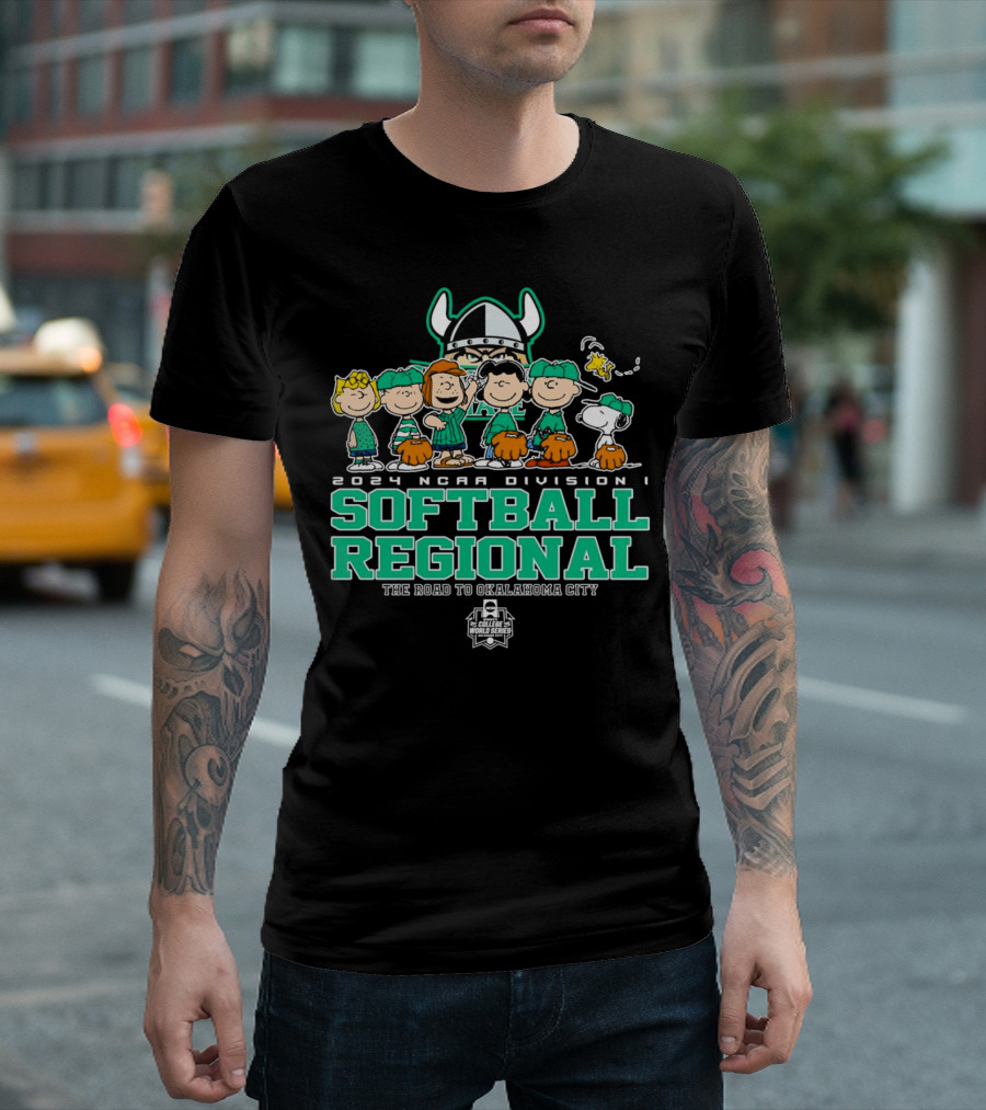 Peanuts Characters 2024 NCAA Division I Softball Regional Cleveland State Vikings Road To Oklahoma City College World Series T-Shirt