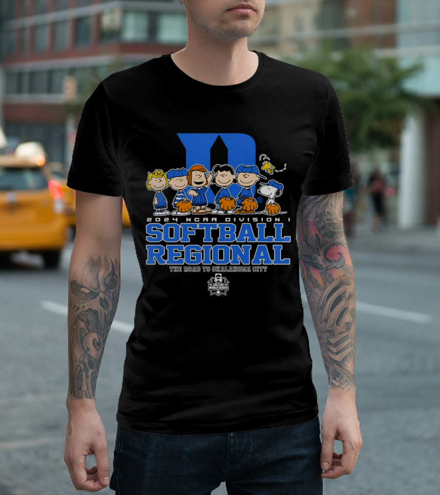 Peanuts Characters 2024 NCAA Division I Softball Regional The Road To Oklahoma City Duke T-Shirt
