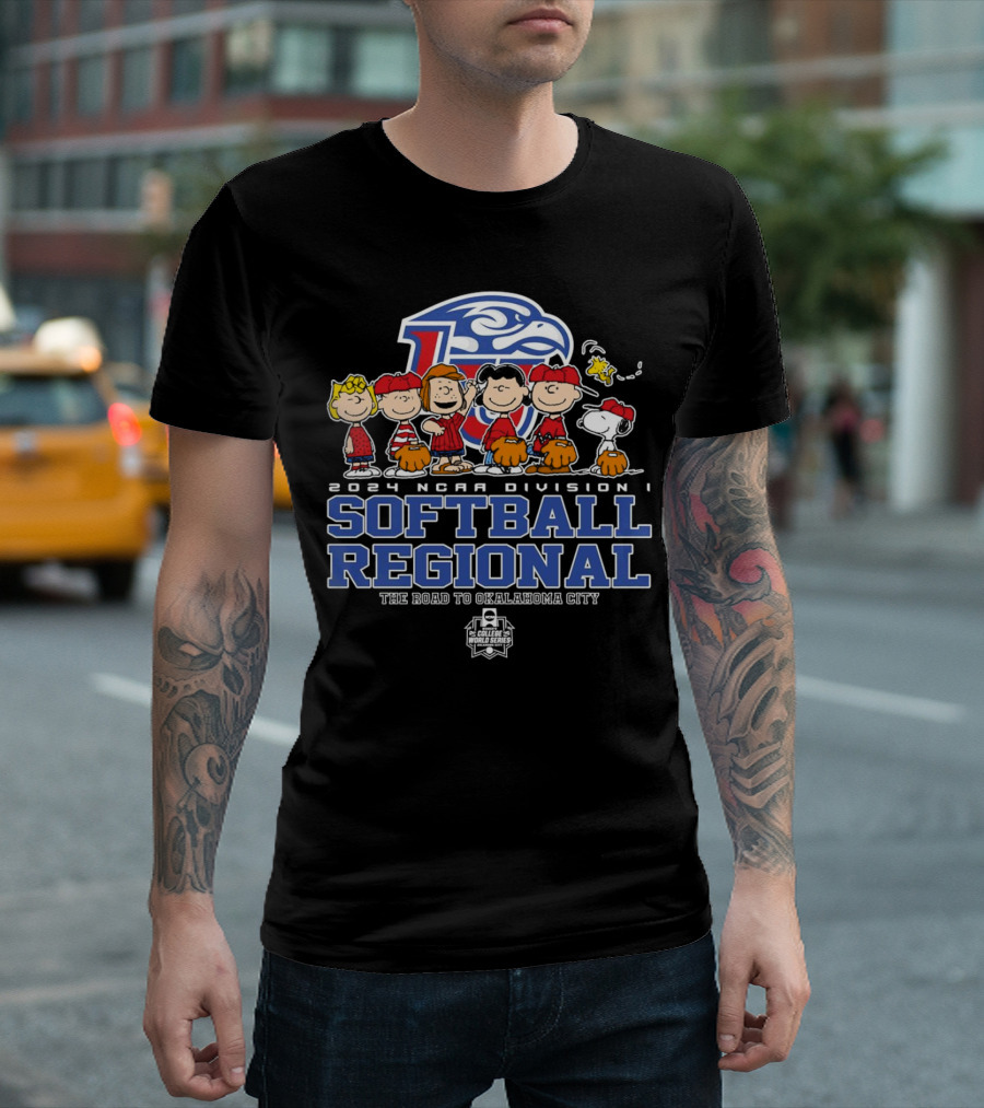 Peanuts Characters 2024 NCAA Division I Softball Regional Liberty Flames The Road to Oklahoma City College World Series T-Shirt