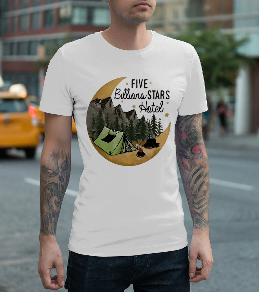 Five Billions Stars Hotel Camping Adventure Under Moonlit Forest T-Shirt