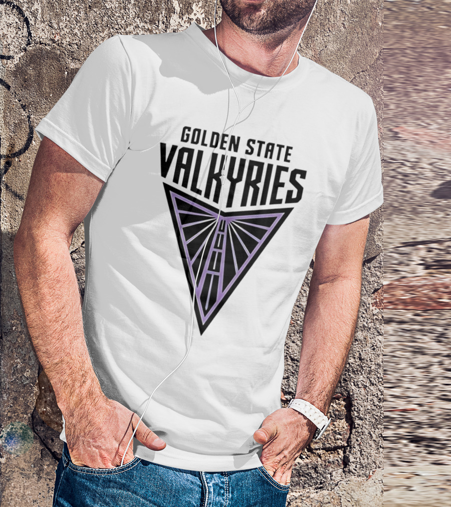 Golden State Valkyries Triangular Emblem In Black And Purple T-Shirt