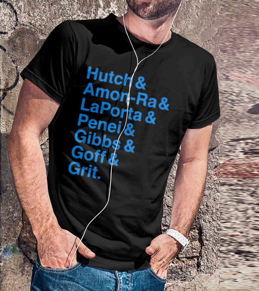 Hutch And Amon-ra And Laporta And Penei And Gibbs And Goff And Grit Detroit Lions NFL Players T-Shirt