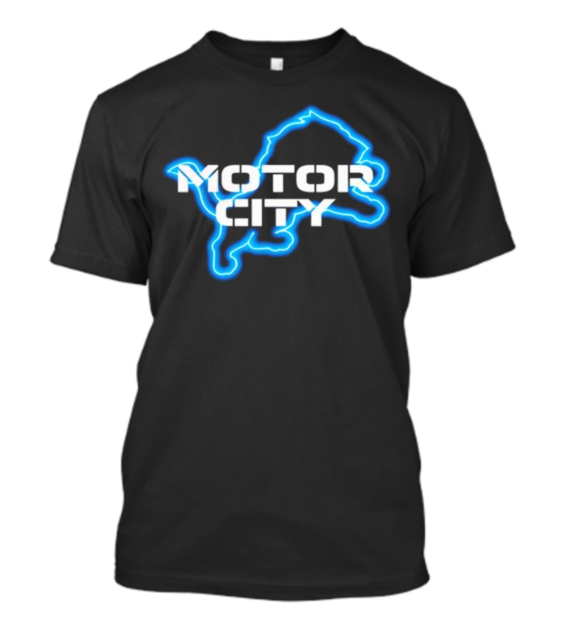 Sam Richardson Wearing Detroit Lions Motor City Blue Lion T-Shirt