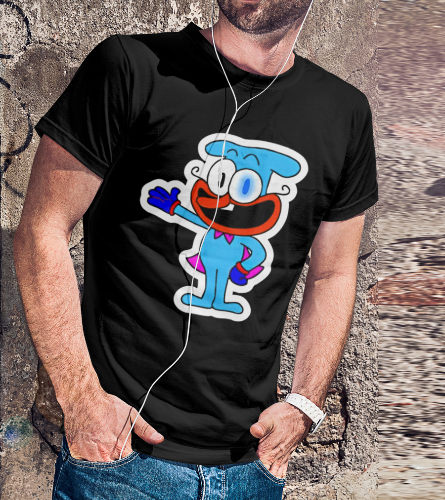 The Doise Cartoon Character With Blue Outfit And Red Accent Detailing T-Shirt