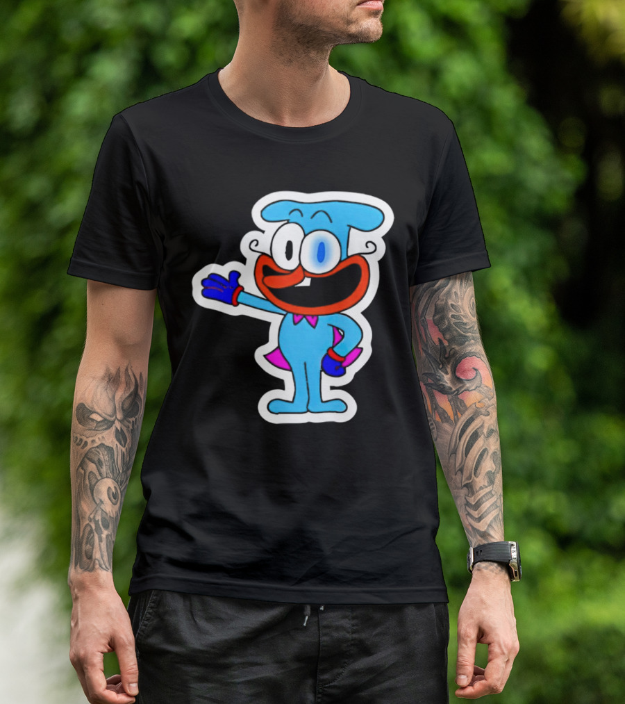 The Doise Cartoon Character With Blue Outfit And Red Accent Detailing T-Shirt