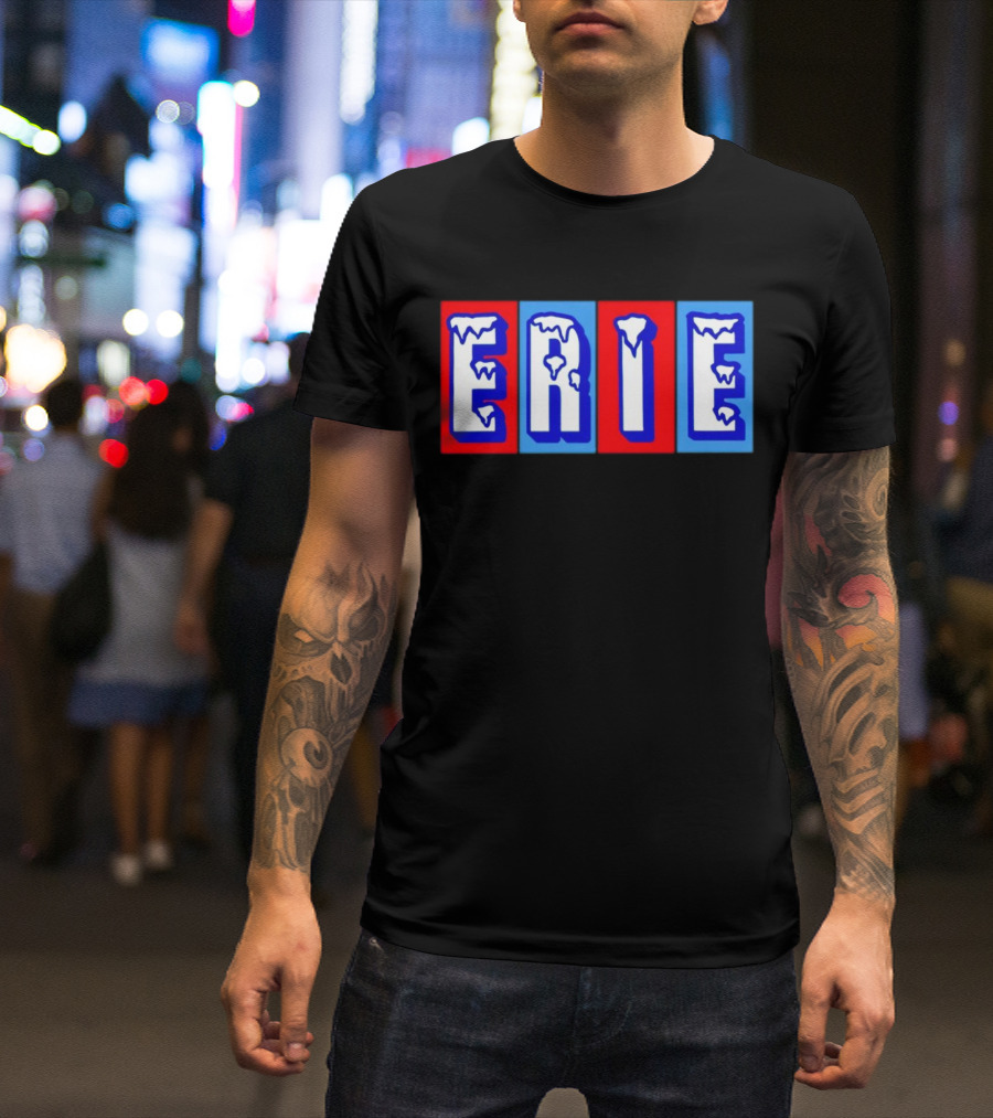 ERIE Ice Block Letters T-Shirt