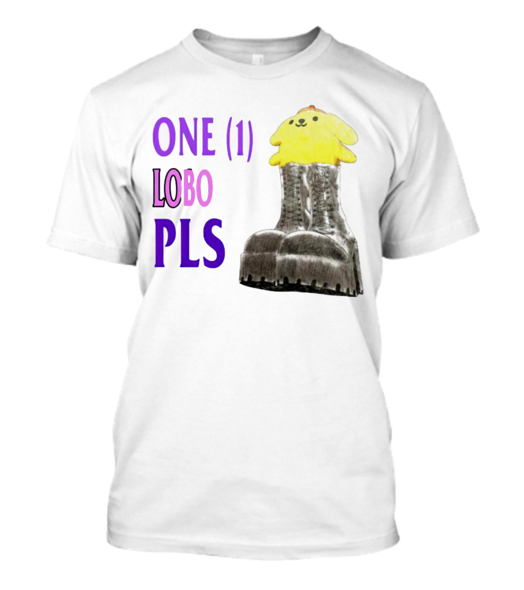 ONE (1) LOBO PLS Yellow Character Black Boots T-Shirt