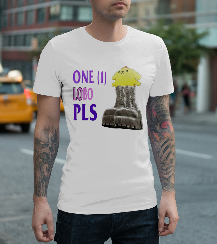 ONE (1) LOBO PLS Yellow Character Black Boots T-Shirt