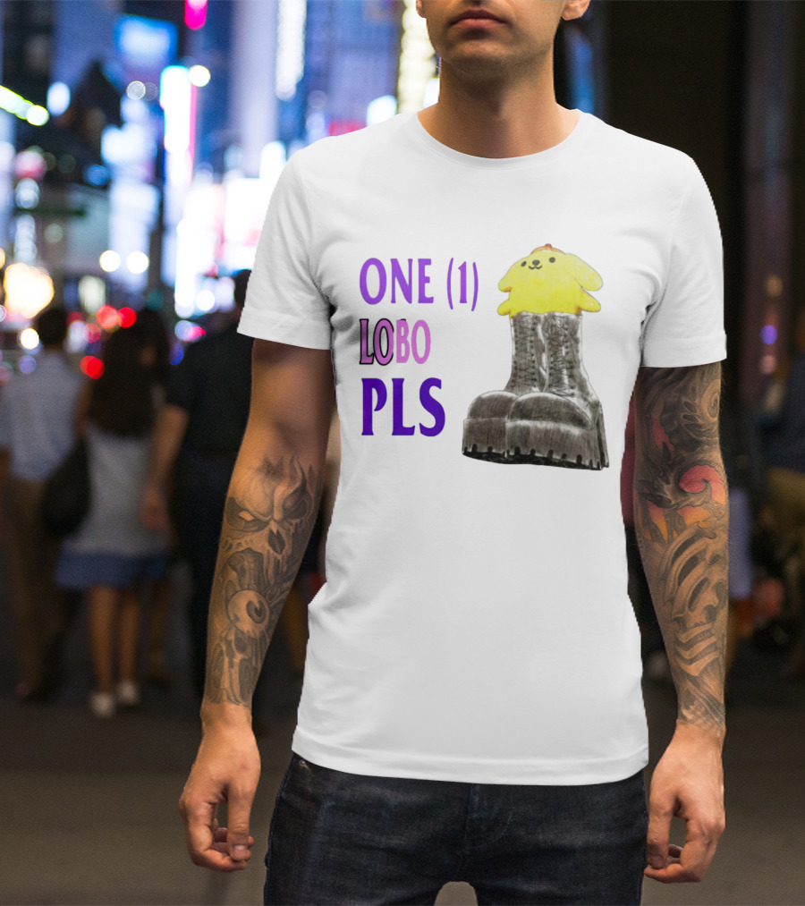 ONE (1) LOBO PLS Yellow Character Black Boots T-Shirt
